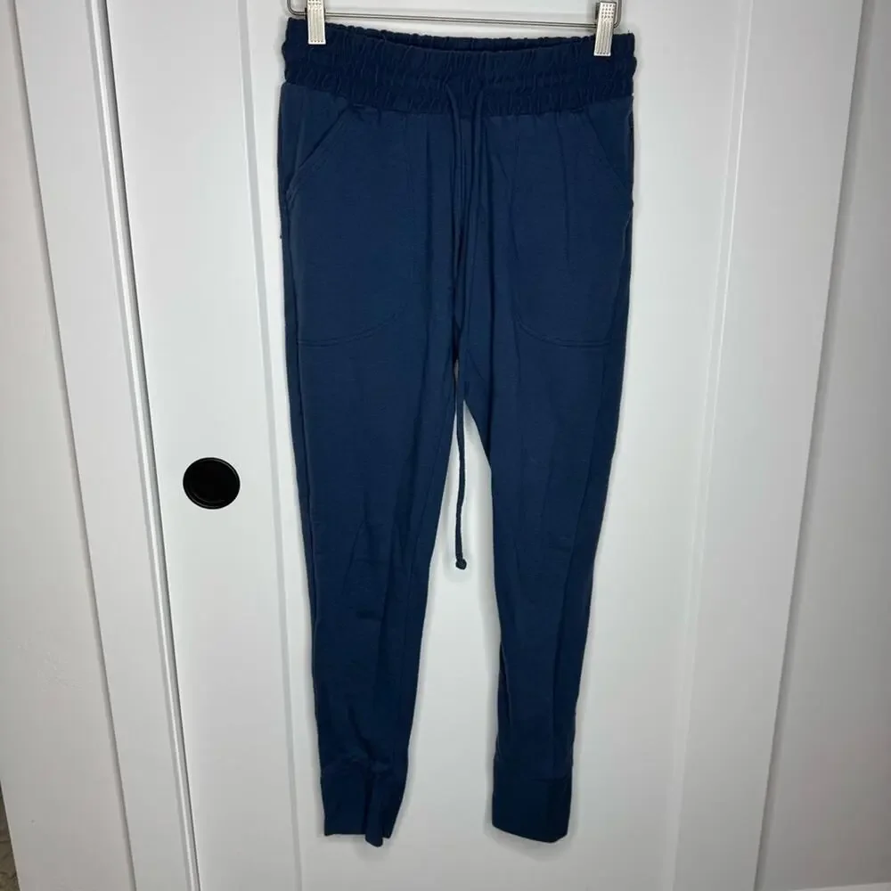 Free People Movement Sunny Skinny Drawstring Joggers Swetapants Blue Size Small